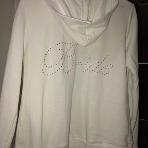 Bride zip up white hoodie